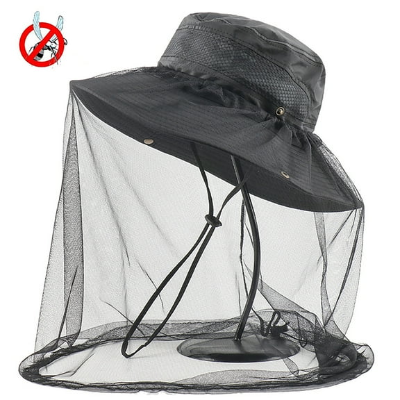 Head Net Hat, Safari Hat Sun Hat Bucket Hat with Hidden Net Mesh Mosquito Repellent Cap