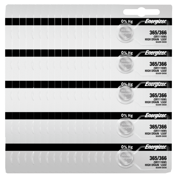 Energizer 365 SR1116W Silver Oxide Watch Battery (100 Pack)