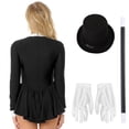 thumbnail image 5 of Disfraz de mago de circo para mujer, disfraz de maestro de ceremonias para Halloween, conjunto de actuación, vestido de esmoquin de manga larga con varita mágica, sombrero y guantes, 5 of 5