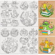22Pcs Dragon with Books Water Soluble Hand Sewing Stabilizers 8.3"x11.7" Cartoon Dragon Embroidery Pattern Stabilizer 4 Sheets Stick and Stitch Embroidery Paper Sticker Cloth