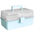 thumbnail image 2 of Caja de almacenamiento de píldoras Estuche de cosméticos para el hogar de gran capacidad de 3 capas Organizador de artículos diversos de plástico, estilo ordinario, azul claro Speravity HA004344-07B, 2 of 7