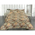 thumbnail image 2 of Ambesonne Floral Design Quilted Bedspread Set 3 Pcs, Romantic Rose Boho, King, Pistachio Green Mustard, 2 of 4