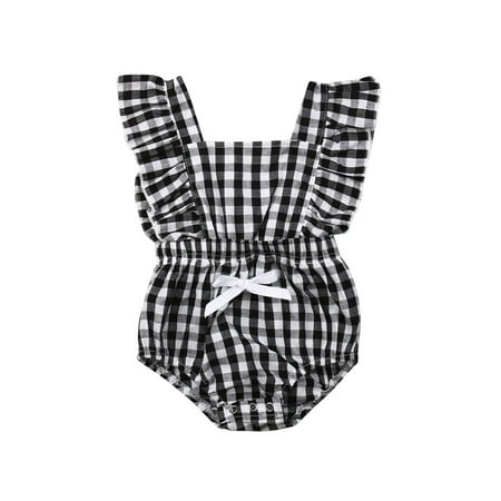 

Carolilly Baby Girls Summer Sleeveless High Waist Ruffle Jumpsuit Infant Sweet One-piece Clothes