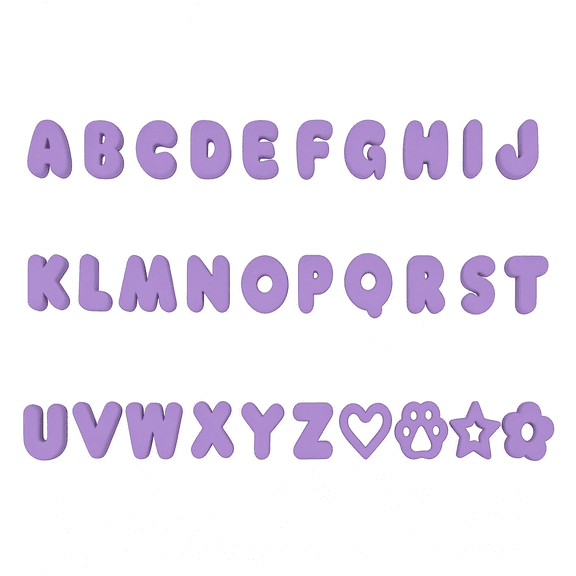 DESIGNICE Dog Charms for Collar, Lilac, 19Mm | 30 Pcs, Silicone Letter Charms, Waterproof Alphabet Pet Id, for Dog Cat Collars, Diy Name Pendant Diy Dog Collar Personalized