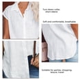 thumbnail image 6 of Single Breasted Blouse Button Front Pure Color Turn Down Collar Short Sleeved Blouse for Women Summer White M, 6 of 7
