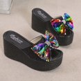 thumbnail image 1 of Sandalias Mujer Casual Peep Toe High Chunky Wedge Heels Shoes Lentejuelas Bow Slippers Wmkox8yii ytu4326, 1 of 9