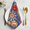 thumbnail image 2 of Boho Blue Flower Cloth Napkins, Spring Bohemia Chic Red Yellow Floral Washable and Reusable Dinner Napkins Set of 6, Table Napkin for Kitchen Party Birthday Wedding Hotel Housewarming 20"x20", 2 of 9