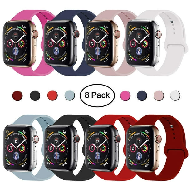 8 Pack for Apple Watch 38mm 40mm 42mm 44mm, Soft Silicone