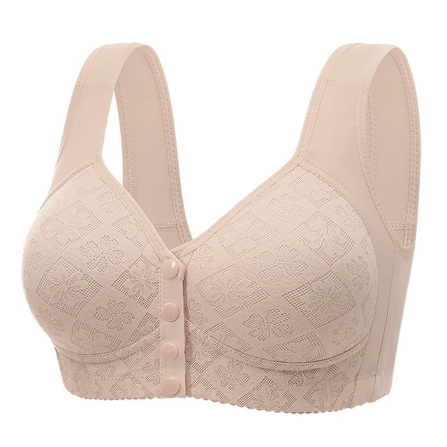 Cinvoph Plus Size Wireless Bra for Women Seamless Front Closure Snap Bra No Underwire Bralette Everyday Bras
