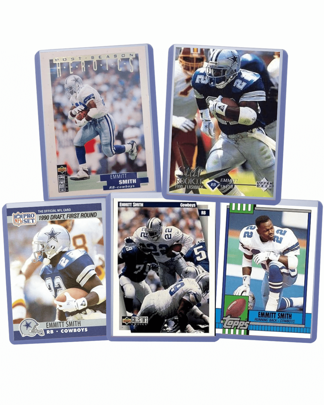 Emmitt Smith Football Cards (5) ASSORTED NFL Football Trading Cards - Perfect for any collector or gift