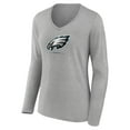 thumbnail image 2 of Women's Heather Gray Philadelphia Eagles Logo Team Lockup Long Sleeve V-Neck T-Shirt, 2 of 3