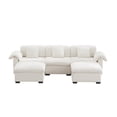 thumbnail image 3 of 119'' Extra Large 3 Seat U Shaped Sectional Sofa, Deep Seat Couch With Storage Seats and Storage Ottomans, Modern Velvet 3 Seater Sofa With Soft Backrest and Seat Cushion, White, 3 of 9
