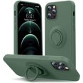thumbnail image 1 of IBAOLEA Compatible avec Étui iPhone 12 & Étui iPhone 12 Pro [ Silicone Liquide avec Support ] Doublure en Microfibre Étui de Protection Robuste et Mince - Vert Pin, 1 of 8