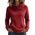 thumbnail image 2 of Shihyeh Women's Cowl Neck Hooded Sweatshirt Long Sleeve Front Pocket Casual Warm Top for Women, 2 of 6