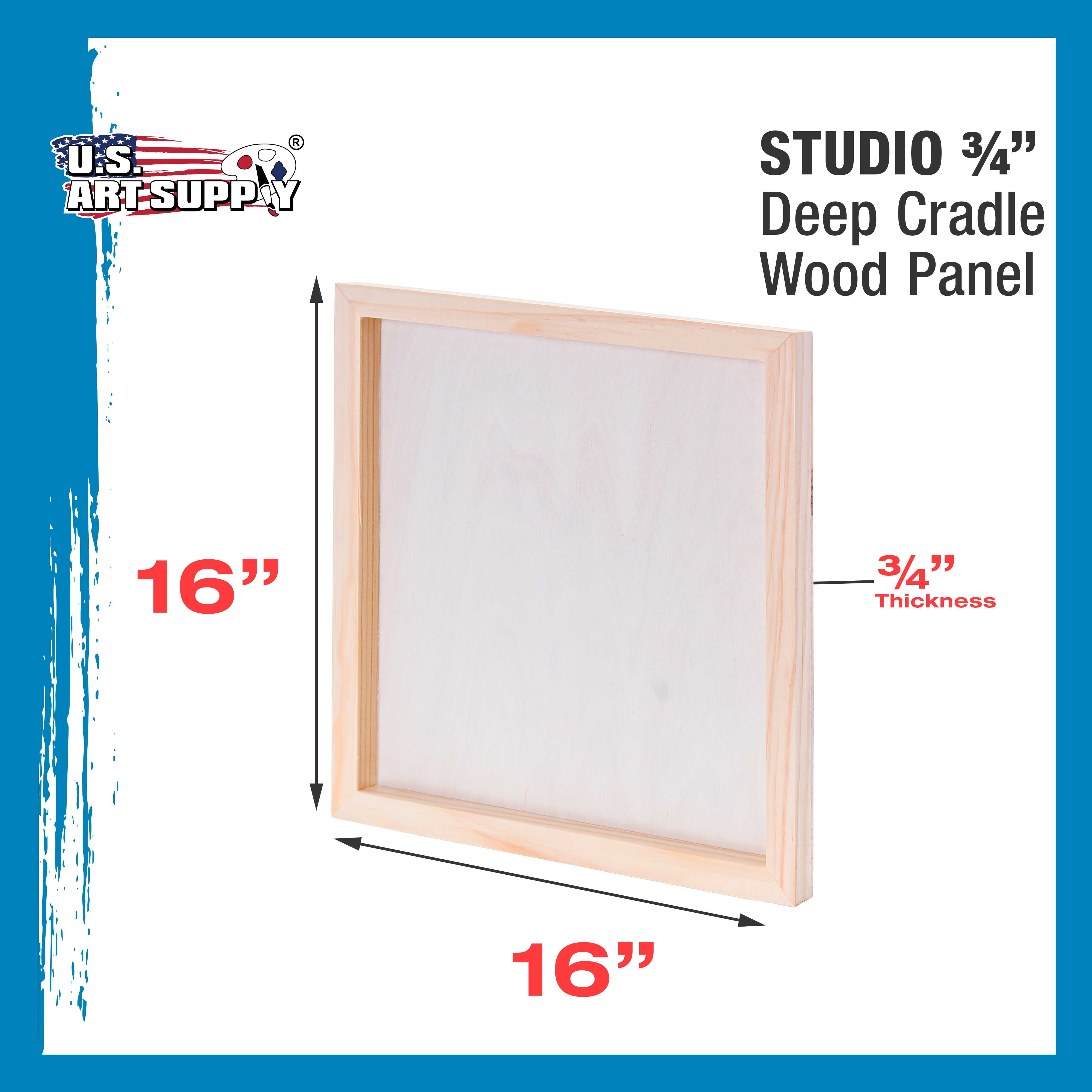 U.S. Art Supply 16" x 16" Birch Wood Paint Pouring Panel Boards, Studio 3/4" Deep Cradle (Pack of 2) - Artist Wooden Wall Canvases - Painting Mixed-Media Craft, Acrylic, Oil, Watercolor, Encaustic