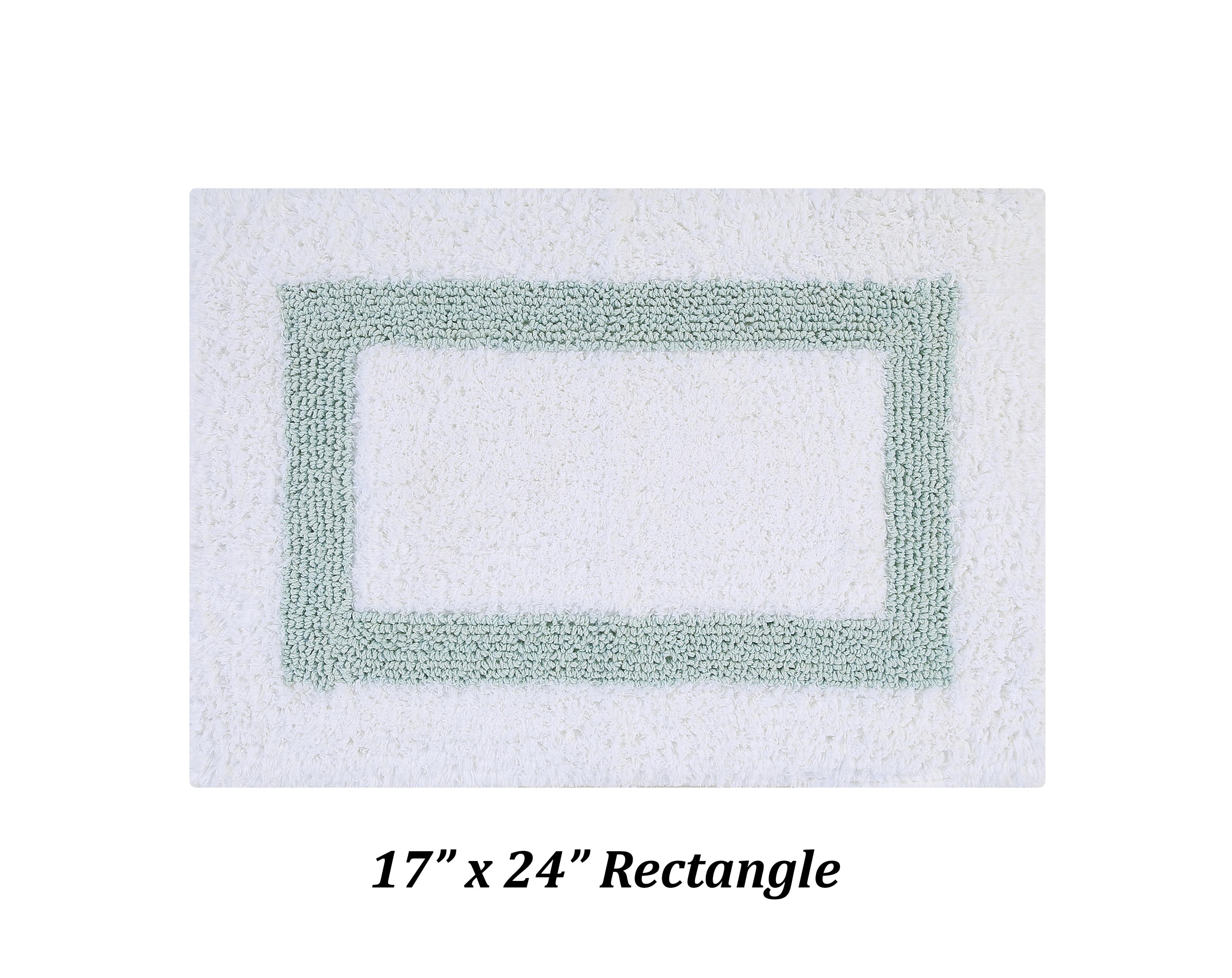 Better Trends 4 Piece Bath Rugs Set 100% Cotton Bathroom Rug Soft, Water Absorbent, Reversible, Machine Washable for Bathroom Decor Toilet Base Contour And Bath Mat Hotel Collection - White/Blue