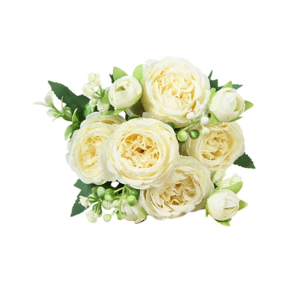 Flores Artificiales para Al Aire Libre Hermosa Seda Artificial Flor Falsa Boda Ramo Día de San Valentín Decoración Nupcial Peonías Flores Artificiales