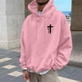 thumbnail image 5 of Awdenio Sweatshirts for Men New Fashion Loose Fit Fall Winter Drawstring Hooded Religious Letter Graphic Long Sleeve Pullover Top with Pocket, 5 of 7