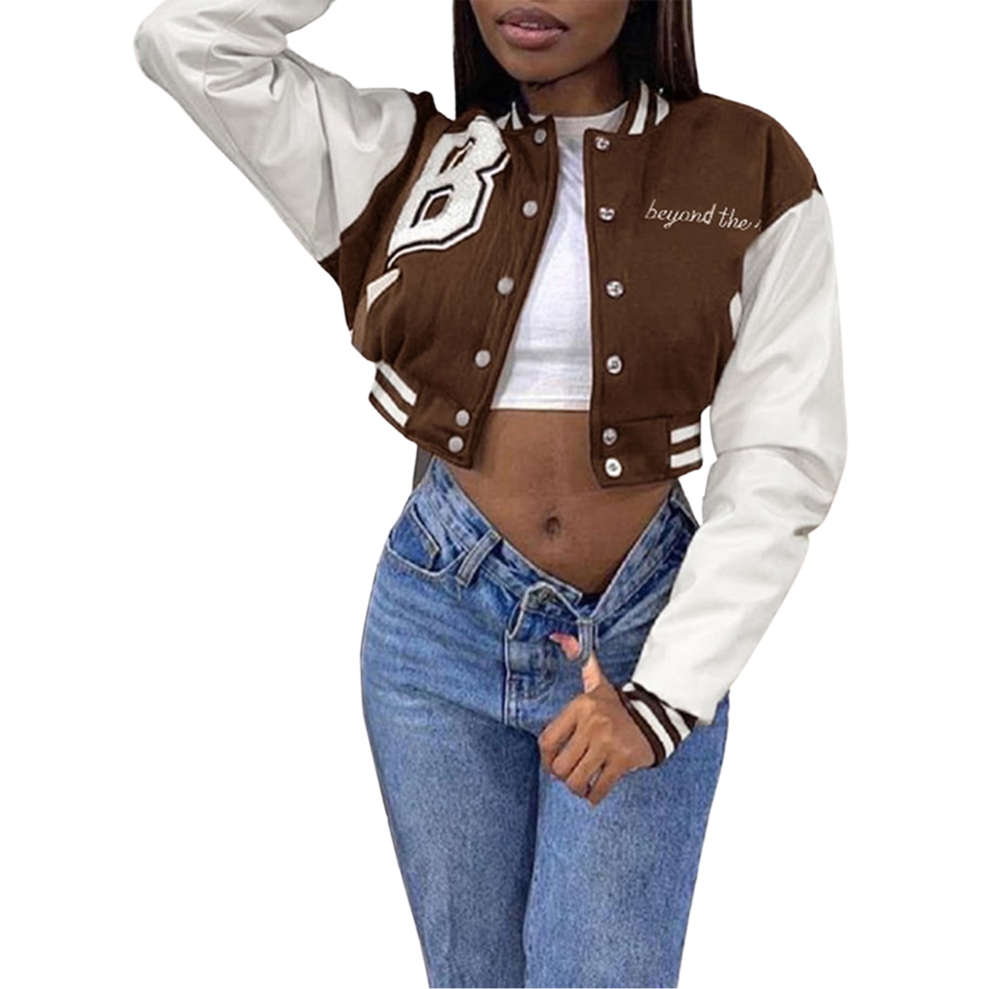Long varsity jacket womens deals