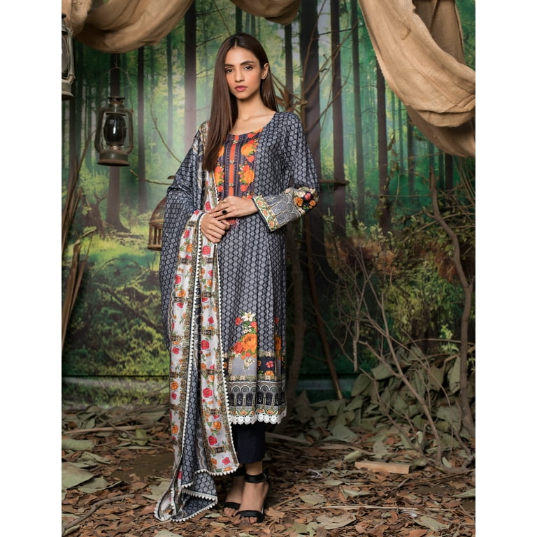Linen Pakistani Dresses for Women Ready to Wear Shalwar Kameez with Dupatta set Three Piece Suit