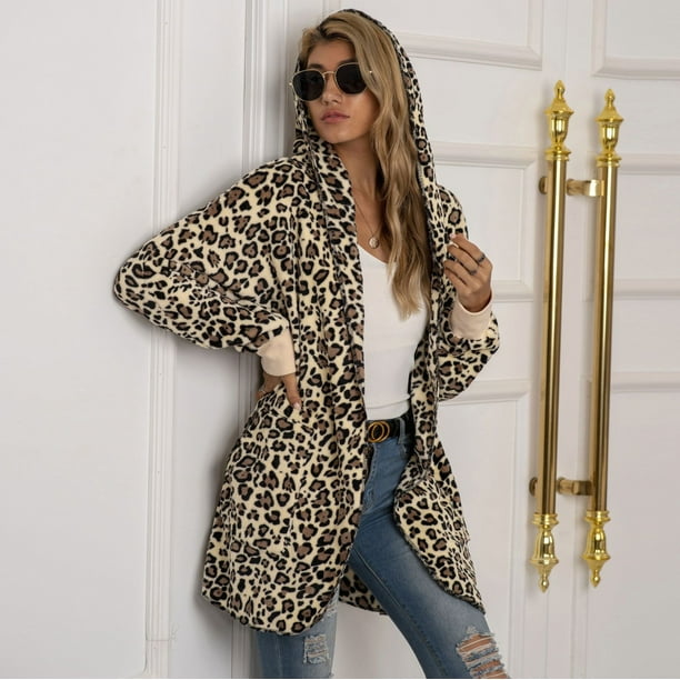 Canada Day Kcavykas Christmas Gifts Women s New Leopard Print Cardigan Hoodie Lapel Jacket Light Style Street Top Walmart