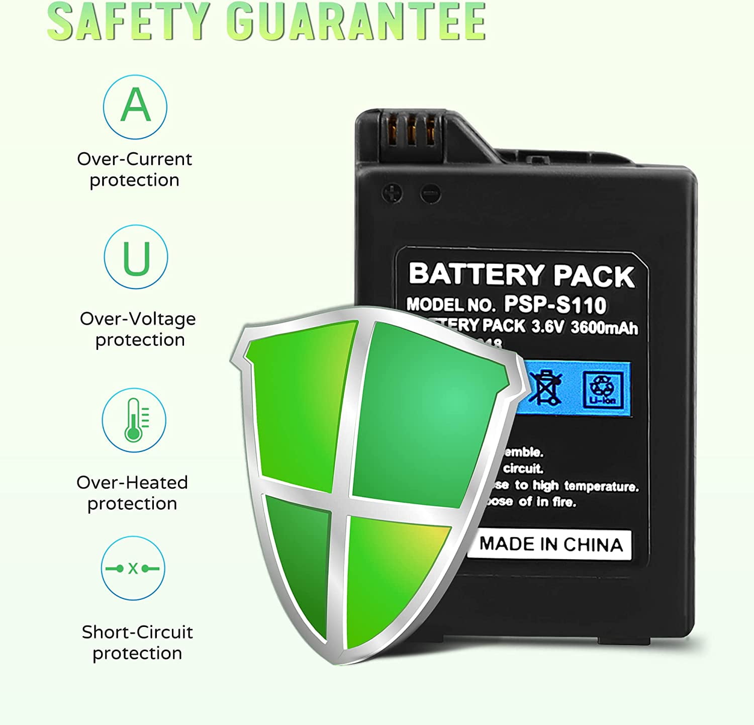 3.6V 3600mah Rechargeable Battery for Sony PSP-110 PSP-1001 PSP 1000 FAT US  