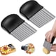 thumbnail image 1 of Cuchillo de hoja corrugada, 2 piezas Cortador de papas fritas corrugado de acero inoxidable, Cortador de verduras corrugado para cocina Herramienta para papas fritas, frutas, verduras, zanahorias, 1 of 5