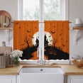 thumbnail image 2 of Orange Halloween Kitchen Curtains 54 Inch Length, Dead Trees Pumpkins Castle Tiers Curtains for Bathroom Bedroom Cafe, Light Filtering Small Window Treatment Short Tiered Drapes 2 Panels 42"Wx54"L, 2 of 9