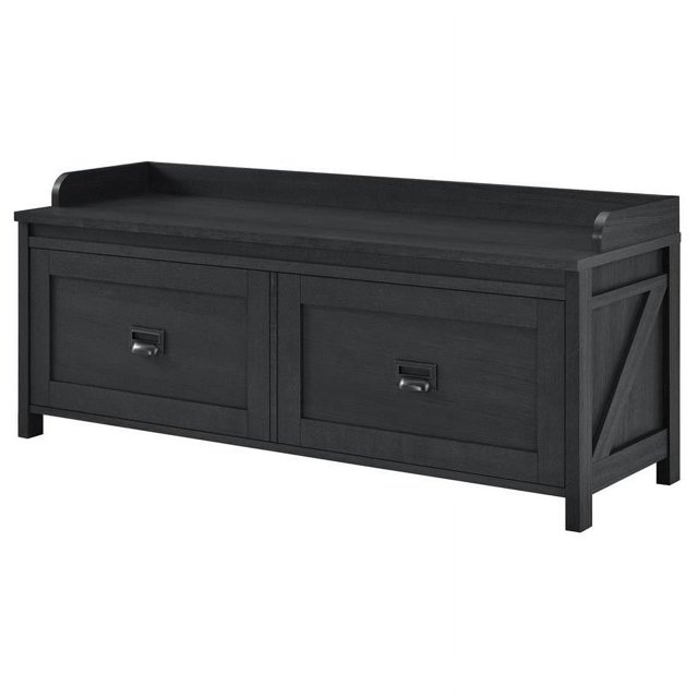 SystemBuild Farmington Entryway Storage Bench in Black Oak
