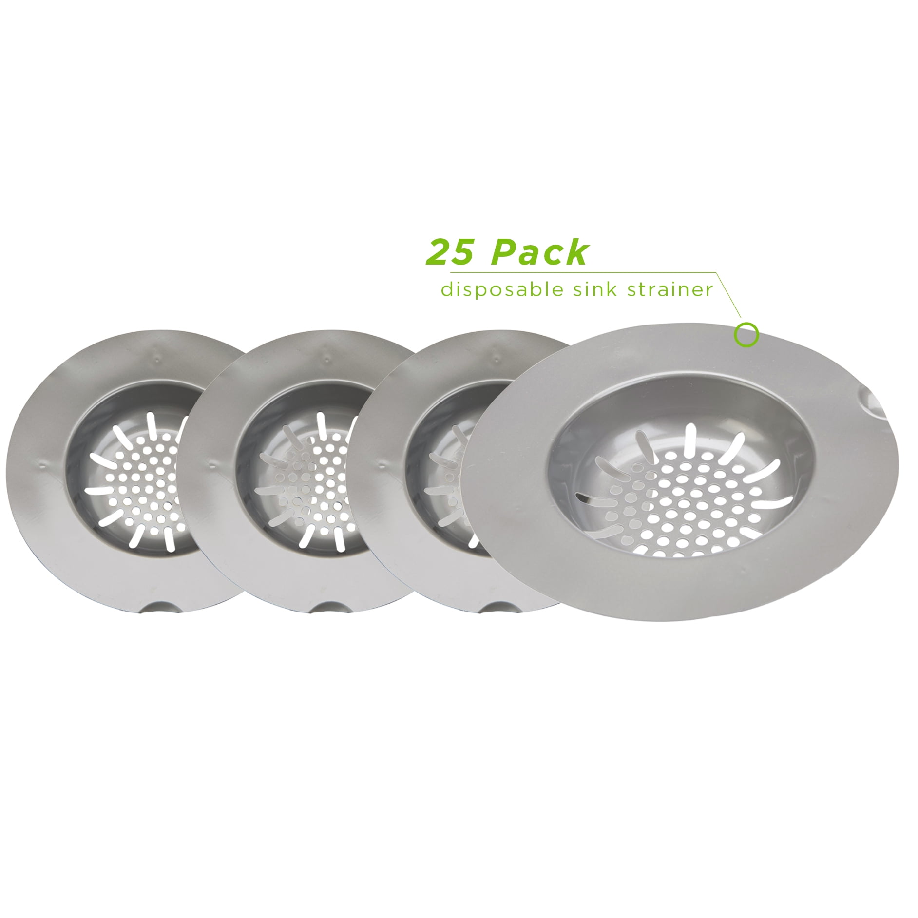 Mind Reader 25 Pack of Plastic Disposable and Hygienic Sink Strainers, White