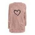 thumbnail image 4 of Womens Warm Fleece Pullover Tops Cute Heart Sherpa Lined Tunic Pullover Long Sleeve Crewneck Thermal Sweatshirts Winter Warm Cozy Jumper Shirts Loungewear with Pockets, 4 of 4