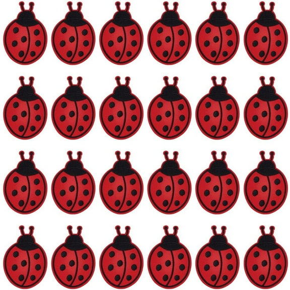 24pcs Ladybug Iron on Patches 2.76x1.9inch Small Ladybugs Embroidered Applique Patches DIY Iron on/Sew On Animal Design Patch for Backpacks Hats Shoes Jackets Jeans Clothing Repair