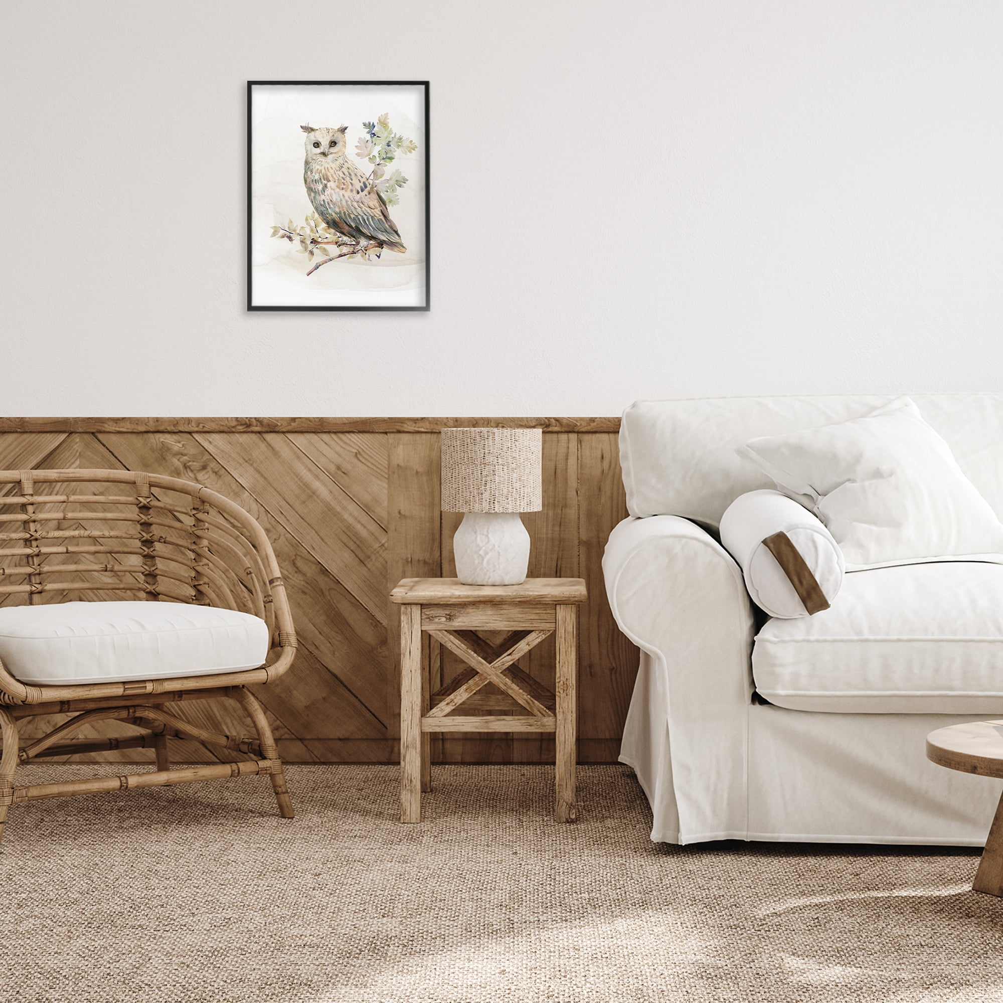 Stupell Industries Forest Owl with Foliage Black Framed Giclee Art, design by CAD Designs