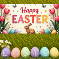 thumbnail image 6 of LUUFILx Easter Celebration Backdrop Colorful Eggs Rabbit Basket Flowers Spring Party Background Banner Outdoor Decorations Photography Props Happy Festive, 6 of 8