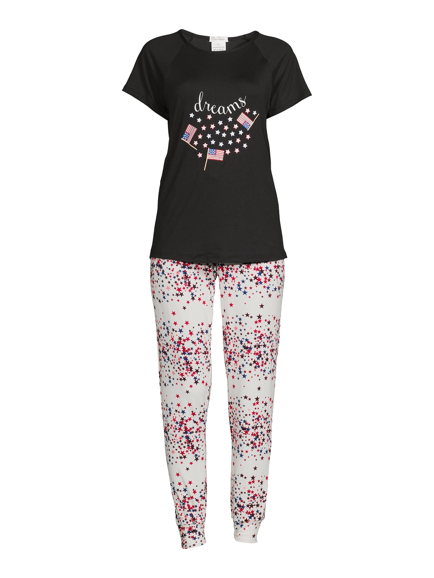 YMI Junior's and Junior's Plus Short Sleeve T-Shirt and Joggers, 2-Piece Set