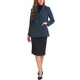 thumbnail image 2 of INSPIRE CHIC Blazers de Oficina para Mujeres con Solapa y Hombreras, Blazer Doble Botonadura, Color Azul Oscuro S, 2 of 6
