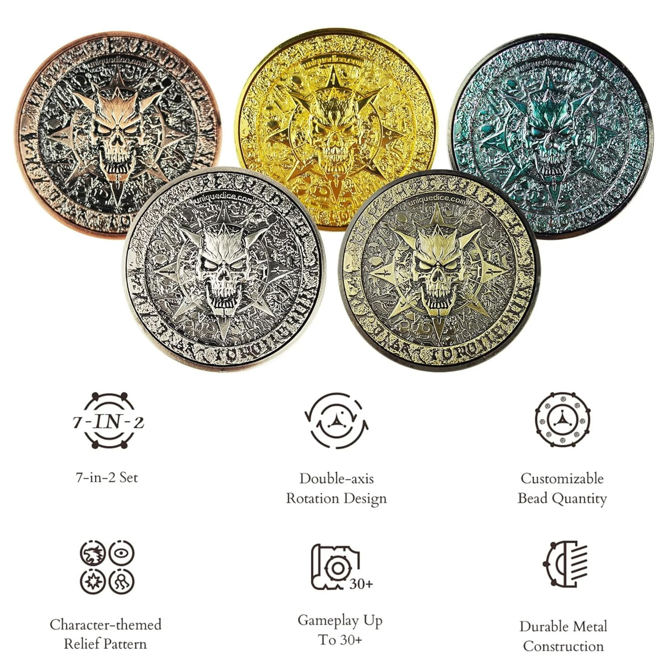 Metal Color Changing 7-in-2 Roulette Dice Spinner for Classic Games