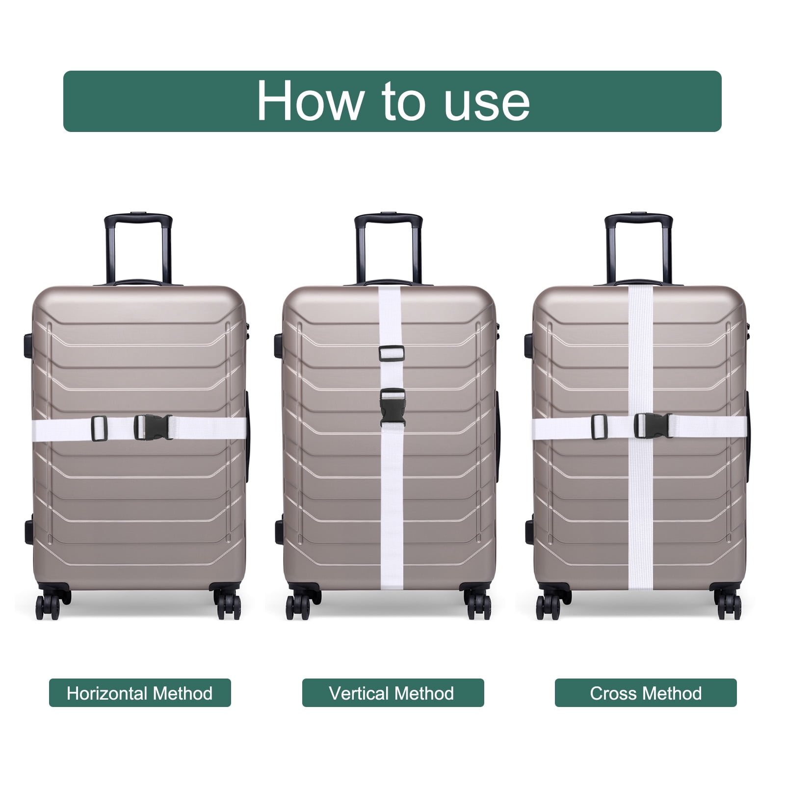 Unique Bargains Adjustable Luggage Straps Suitcases Travel Bag Connector White