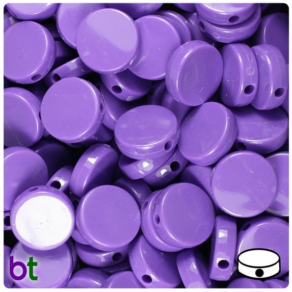 BeadTin Dark Lilac Opaque 13mm Coin Plastic Beads (150pcs)