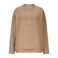 thumbnail image 3 of Duoif Womens Sweatshirt, Women's Casual Hoodie - Solid Color Deep V-Neck with Splicing Sweatshirt for Women Khaki S, 3 of 6