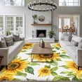 thumbnail image 3 of 6'x9' Area Rugs, Sunflower Indoor Outdoor Area Rug for Living Room Bedroom, Yellow Summer Botanical Pastoral Washable Bathroom Rugs Kitchen Floor Carpet Mats Home Decor Aesthetic, 3 of 8