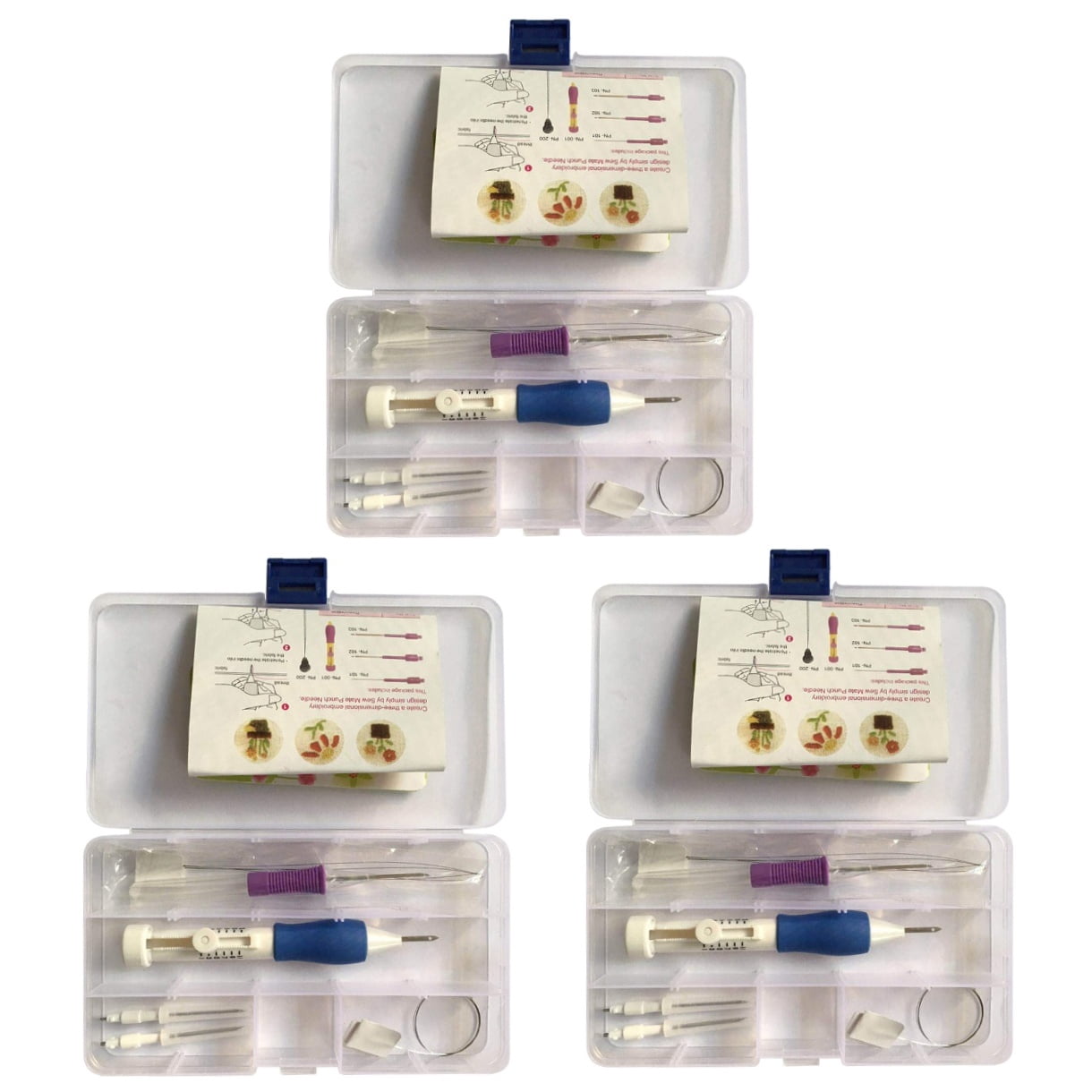 Raindrops 3-Piece Embroidery Punch Needle Kit with Stitching Tools, Embroidery Pens, Knitting & Sewing Accessories Set