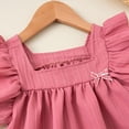 thumbnail image 4 of Linfrsh Little Girl Dresses Toddler Girl V Neck Dresses Summer Flutter Sleeve One-Piece Frock(Pink,2-3 Years), 4 of 9
