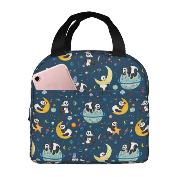 Easygdp Space Sleeping Panda Bolsa Térmica Premium - Tela Oxford Impermeable, Gran Capacidad, Bolsillo Frontal, Unisex para Trabajo, Escuela, Actividades al Aire Libre y Picnics