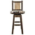 thumbnail image 4 of Homestead Collection Counter Height Barstool w/ Back & Swivel, Woodland Upholstery w/ Laser Engraved Elk Design, 4 of 5