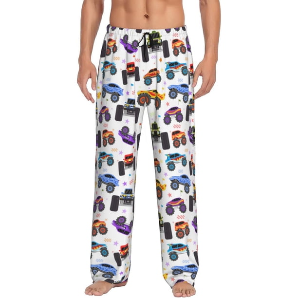 Balery Cartoon Monster Trucks1 Pantalones de pijama para hombre, pijama ultraligero, pantalón de descanso-X-Large