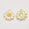 thumbnail image 2 of 5pc Alloy Pendants with Enamel Flower/Daisy Light Gold White 27x25x2.5mm Hole: 3mm, 2 of 2