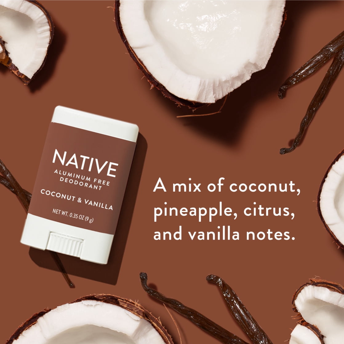 (2 pack) Native Deodorant, Aluminum Free, Coconut & Vanilla, for Women and Men, Travel Size 0.35 oz