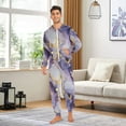 thumbnail image 3 of Adult Christmas Onesie Purple Golden Marble Pattern Zipper One-Piece Pajamas Unisex with Pockets, 3 of 6