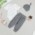thumbnail image 3 of Happy Town Baby Boys Romper Summer Clothes Short Sleeve Jumpsuit + Pants + Hat 3-Piece Infant Set, 3 of 8